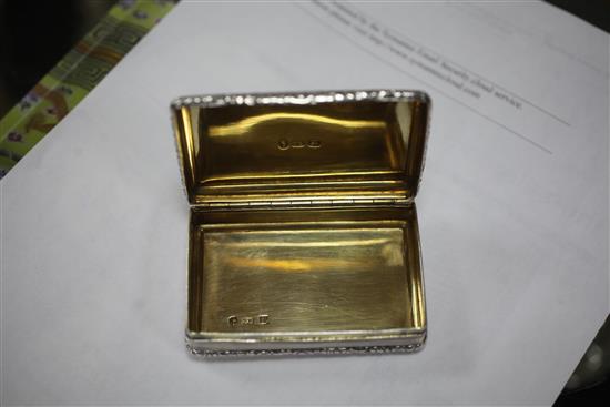 A George IV engine turned silver snuff box, Thomas Shaw, 84mm.